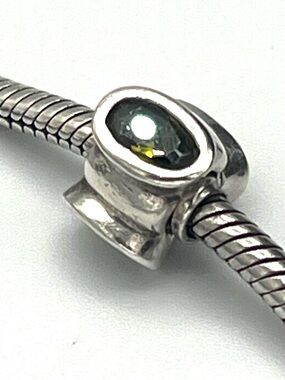 Pandora Retired Bonsai w Large Green CZ Charm Bead Sterling Silver ALE 925